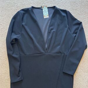 Boohoo Plus Plunge Wrap Midi Dress Black Size 16 US / 20 UK